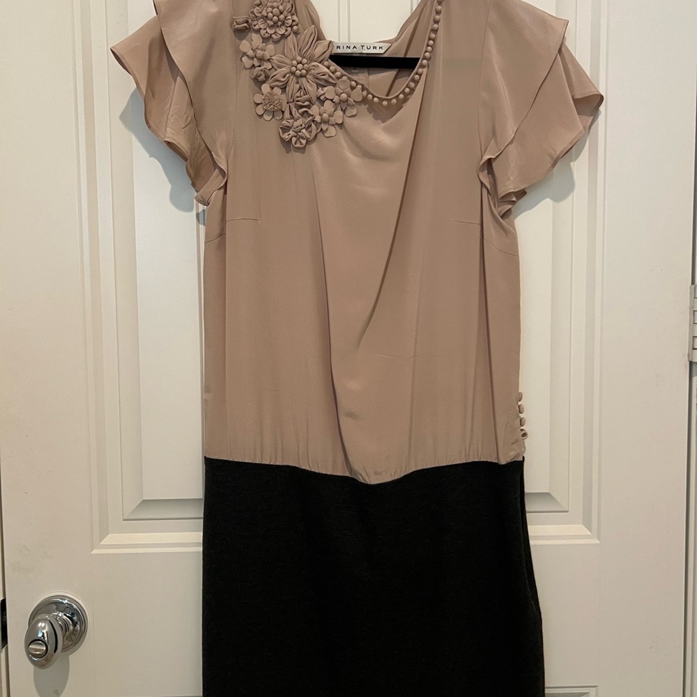 Trina Turk Beige and Black Dress
